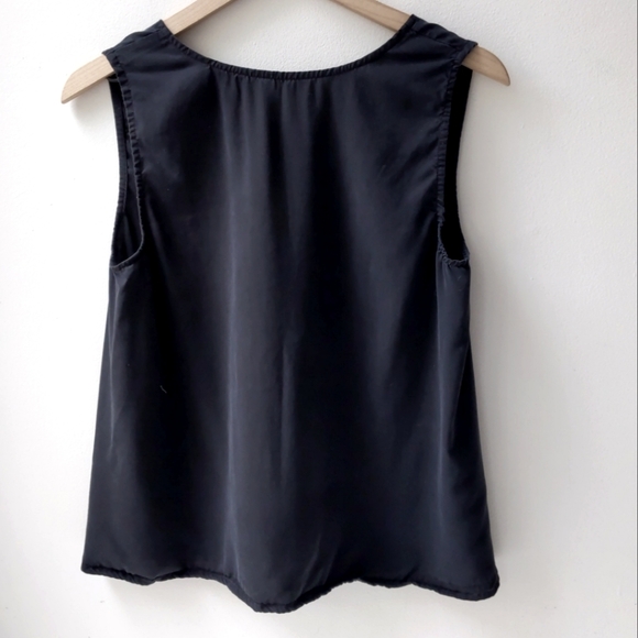 Hackwith Design House V Neck Tank Top Black Silk Women's XS - Picture 3 of 6